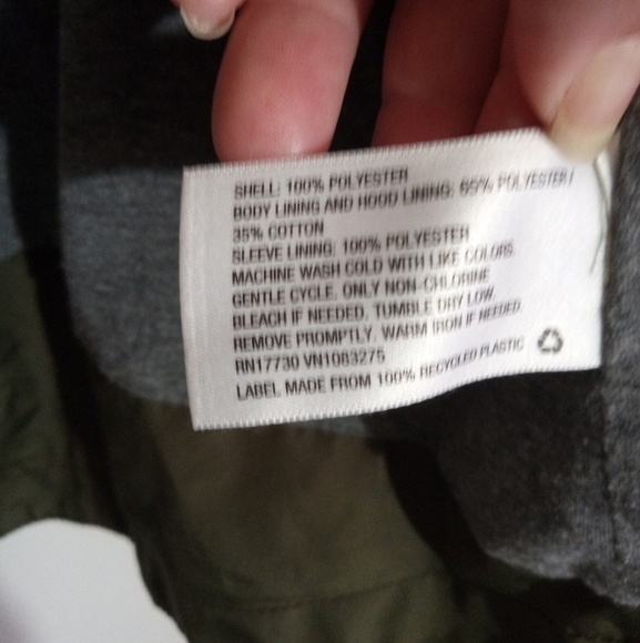 Merona olive green utility jacket with jersey lining and hood - Picture 13 of 13